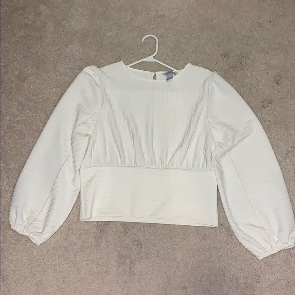 Poofed Sleeve White Top